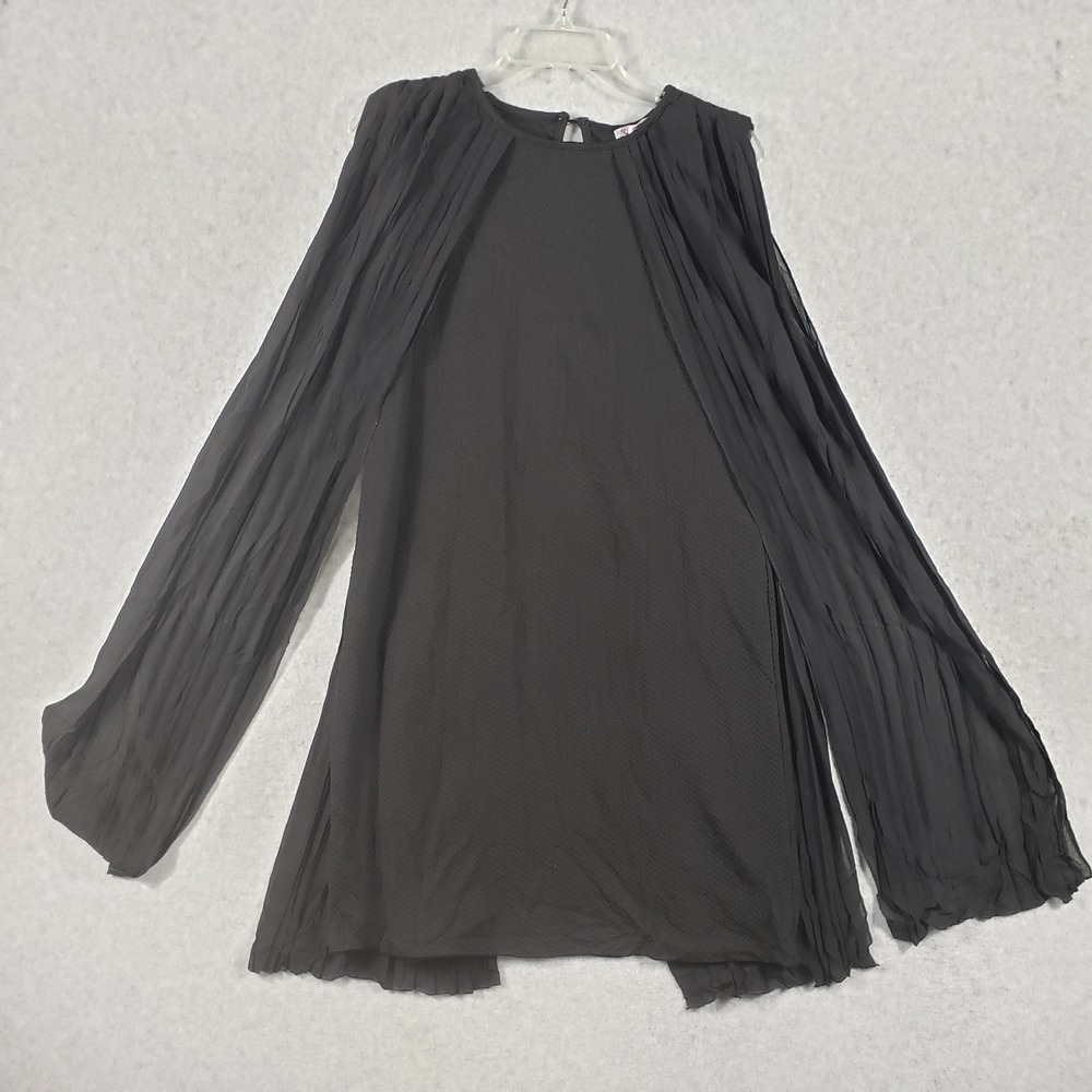 Nexgen Club Femme Black Pleated Cape‎ Sleeve Mini Dress Size S Avant Garde Goth